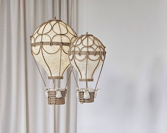 Handmade Hot Air Balloon Lamp Set: Linen Nursery Decor