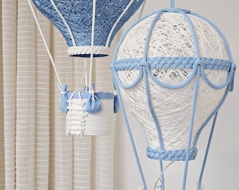 Baby night light, Blue and white hot air balloon, Set in two size