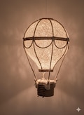 Handmade Hot Air Balloon Nursery Lamp: Linen & Jute Travel Theme
