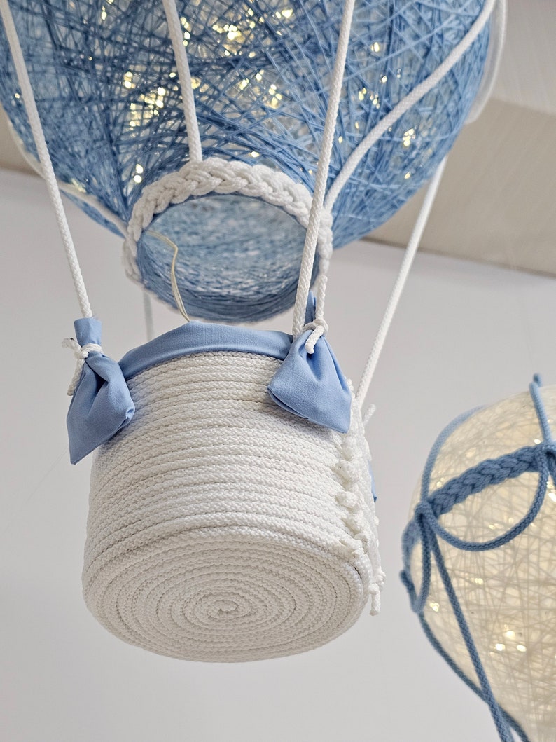 Luz de noche para bebé, globo aerostático azul y blanco, juego en dos tamaños imagen 7
