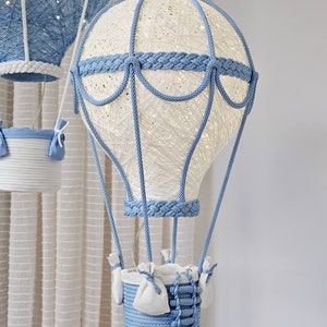 Luz de noche para bebé, globo aerostático azul y blanco, juego en dos tamaños imagen 6