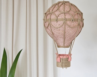 Handgemaakte oudroze heteluchtballonlamp: led-lampje kinderkamerdecoratie