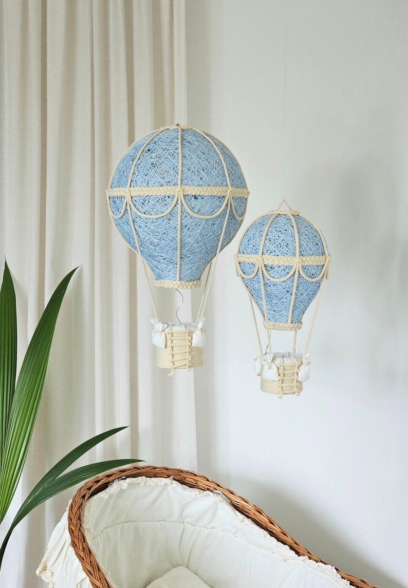 Baby night light, Blue hot air balloon, Set in two size image 2