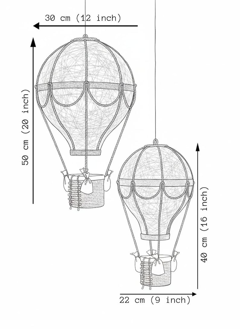 Luz de noche para bebé, globo aerostático azul y blanco, juego en dos tamaños imagen 11