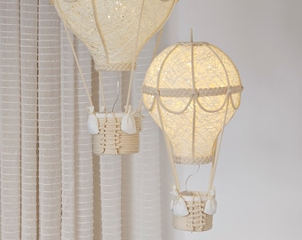 Luce notturna per bambini, mongolfiera beige, set in due dimensioni