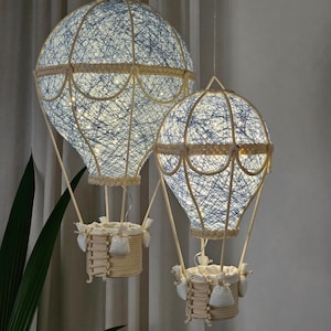 Baby night light, Blue hot air balloon, Set in two size image 1