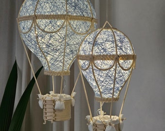 Baby night light, Blue hot air balloon, Set in two size