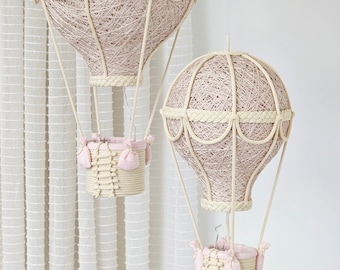 Light pink set, Baby night light, Hot air balloon, Set in two size