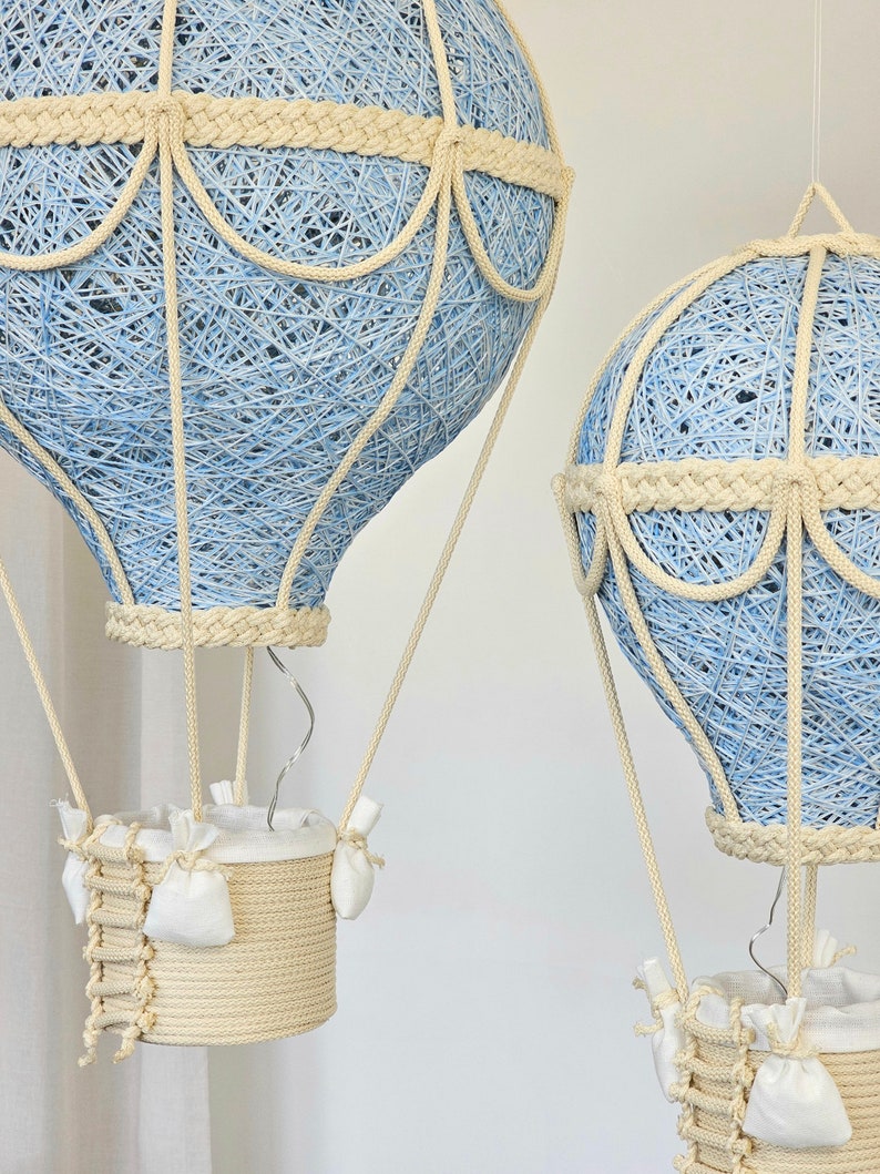 Baby night light, Blue hot air balloon, Set in two size image 6