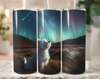 Dreaming of the stars Westie tumbler.