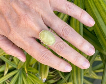 Sterling silver ring with green agate