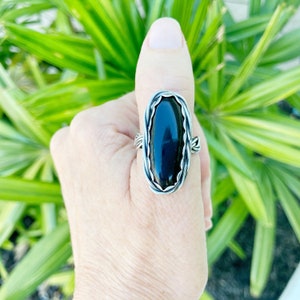 Black onyx and sterling silver ring