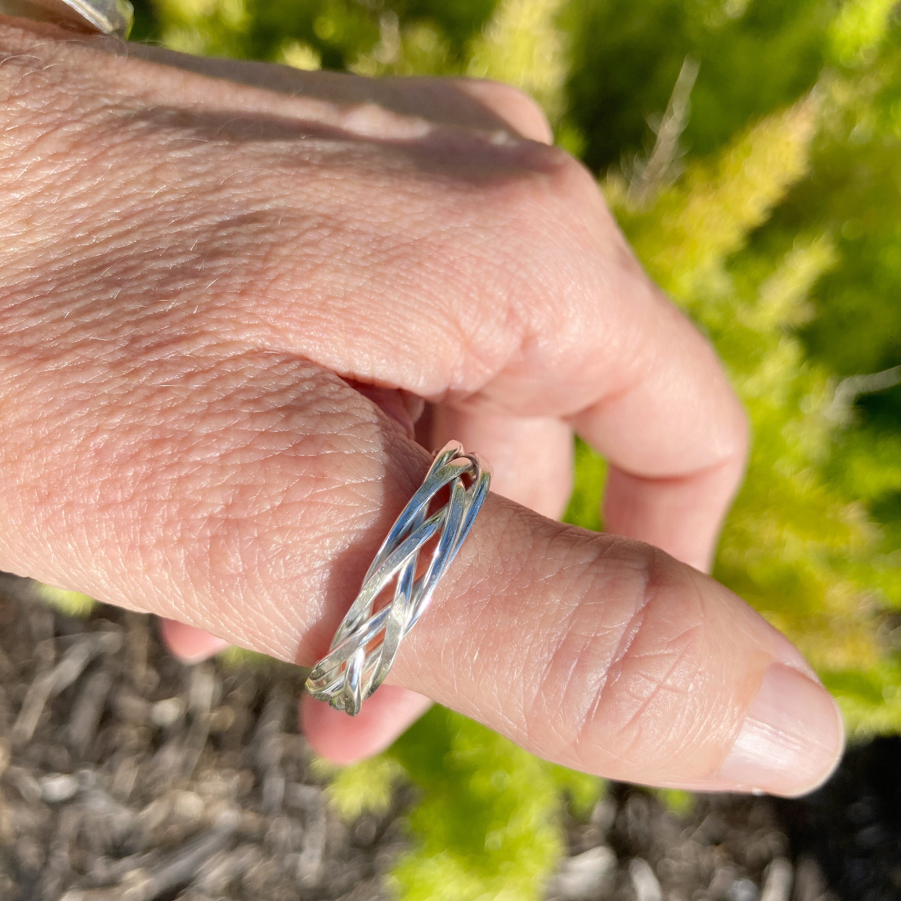 スターリングシルバー 編み込みリング 編み込みスターリングシルバーリング - Etsy 日本