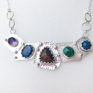 Multi stone silver necklace