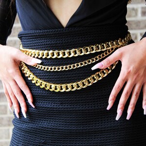 Golden 77cm/30.31inch Waist Chain Hip Belt Cuban Link Chain Body Chain
