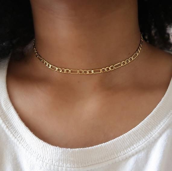 Silver Figaro Choker Necklace Figaro 