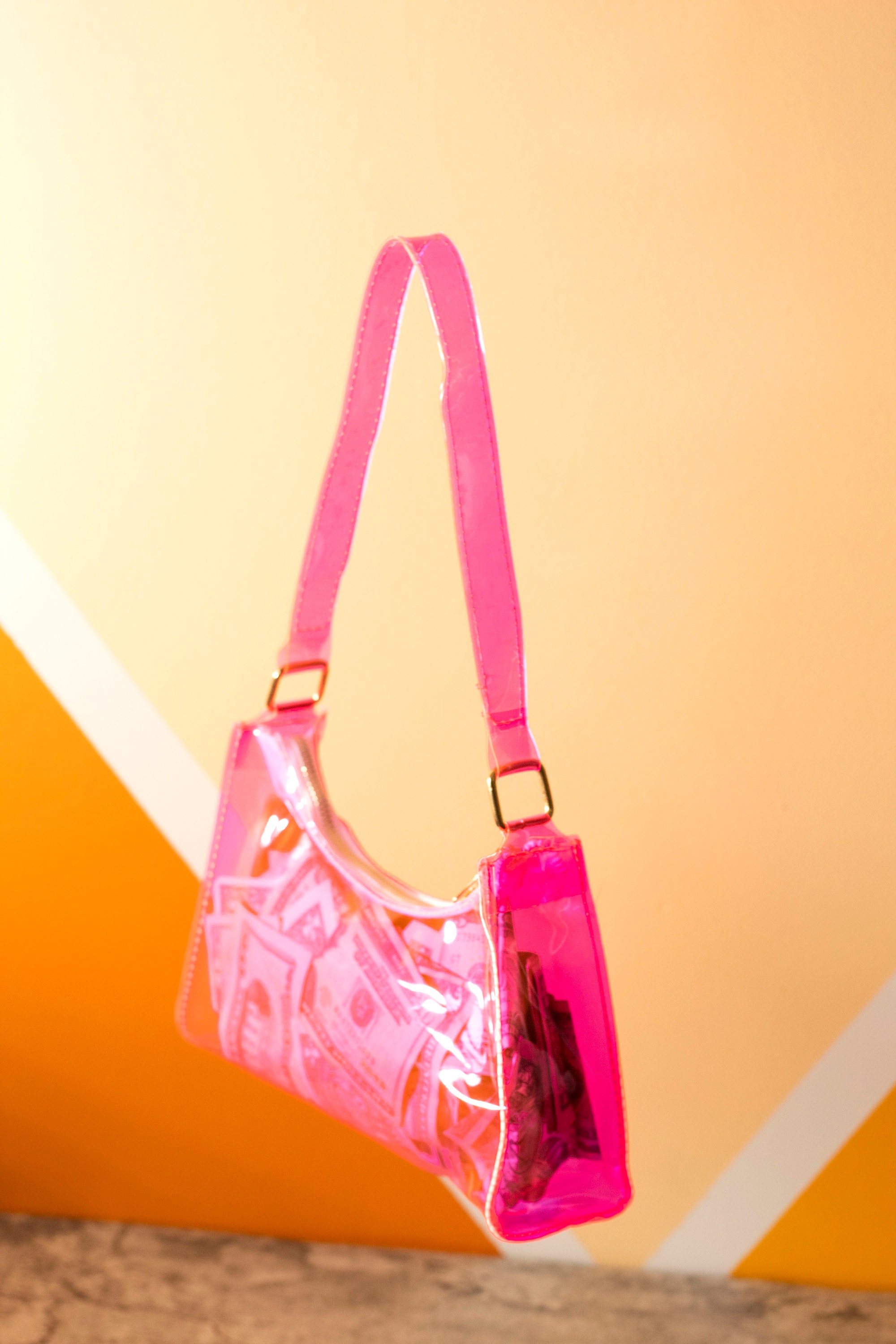 Neon Pink Jelly Shoulder Bag Transparent Hand Bag Hot Pink Etsy