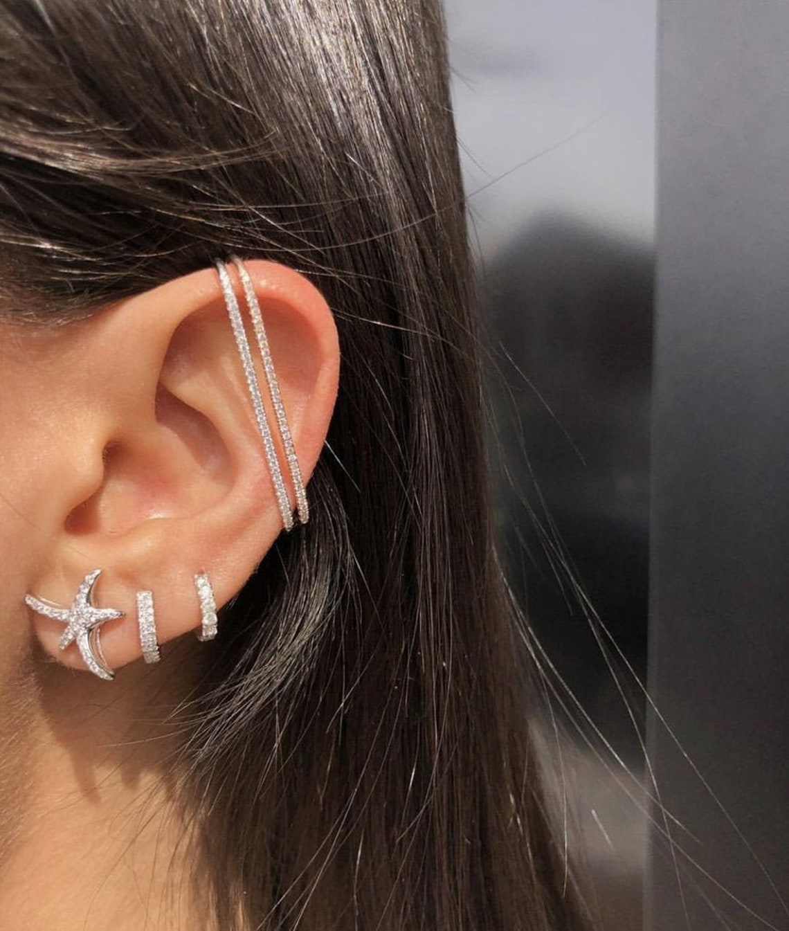 925 Sterling Silver Ear Bar Cuff Gold Ear Cuff Bar Ear Etsy