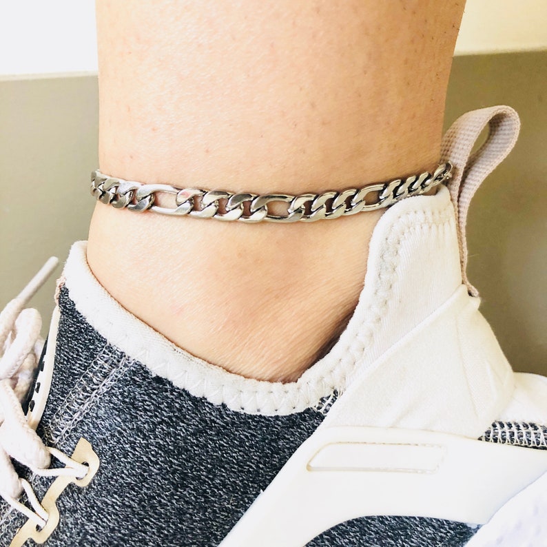 Silver Anklet Anklet Chain Figaro link chain anklet Anklet Bracelet Figaro