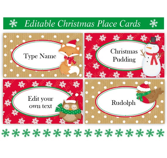 christmas place cards christmas table settings christmas etsy christmas name place cards