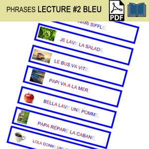 Numérique, Cartes phrase lecture, première lecture, toutes les lettres se lisent, apprendre à lire, matériel éducatif maternelle