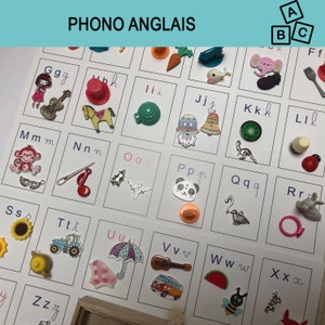 Set INGLÉS, actividad Montessori, +50 objetos pequeños, sonido de ataque, material educativo, lectura CP, lectura infantil, Fonología