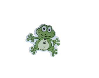 Objeto Mini FROG, botón de madera, objeto en miniatura, muñeca, comedor, costura