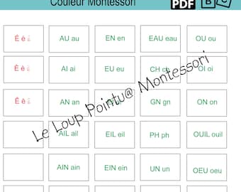 Grapheme digraphs file (continued) and é, 3 writings, ideal for SOUND BOX, pdf file to print
