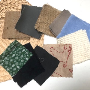 Sensory tactile fabric squares, Montessori, Pairing, different touches, fabrics of different materials, educational materials