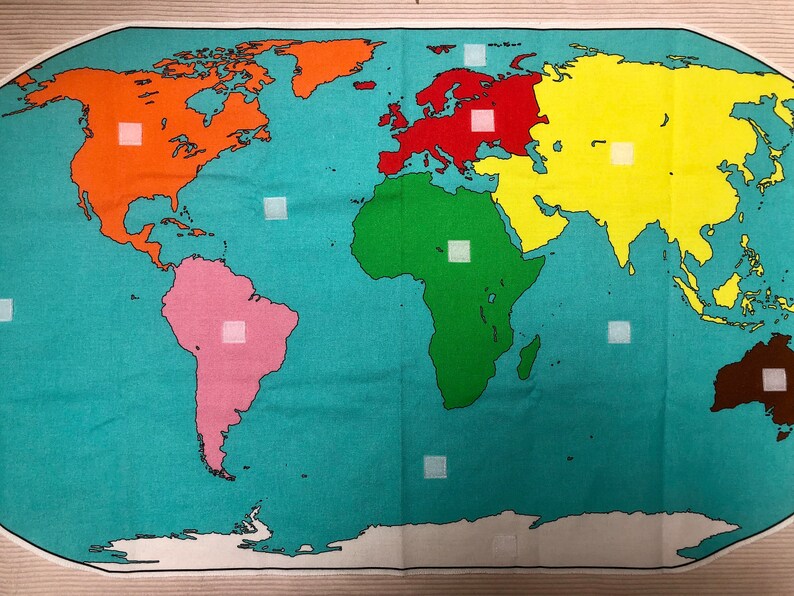 Planisphere Ocean Large Fabric World Map, + Continent & Ocean Labels to Scratch and ...