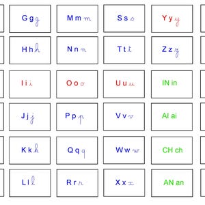 Alphabet + digrammes, fichier NUMERIQUE à imprimer par vos soins, BOITE à SONS, A4, lettres alphabet, majuscule script cursive, Montessori