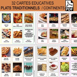 Traditional dishes, Montessori, Nomenclature cards, Photos, 7 continents, Geography, Learn, School, Child