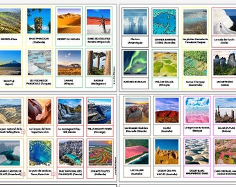 32 Paysages du Monde, Cartes Nomenclatures, Montessori, Photos plus beaux paysages monde, 7 continents, Géographie, Apprendre, École, Enfant
