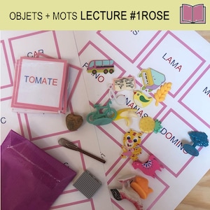 LECTURE #1 Rose Montessori, 34 objets à manipuler, matériel phonologique, mémory Alvarez, lecture phonémique GS CP, idée cadeau maitresse