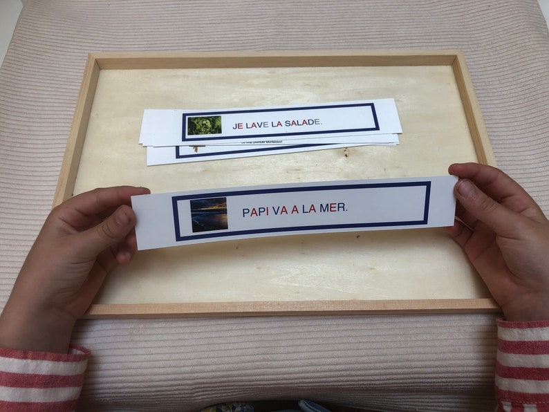 Reading sentence cards, PAPER format, first reading, all the letters can be read, learning to read, nursery educational material image 4