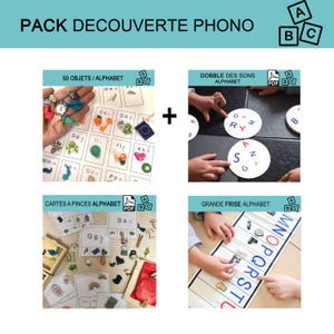 Pacchetto di scoperta FONOLOGIA, Fregio dell'alfabeto, Piccoli oggetti, Attività e Gioco di carte