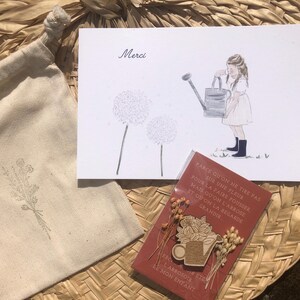 Coffret pédagogique Merci Maitresse, matériel Montessori, cadeau fin d'année, pin's arrosoir, carte à personnaliser, 100% créateurs France