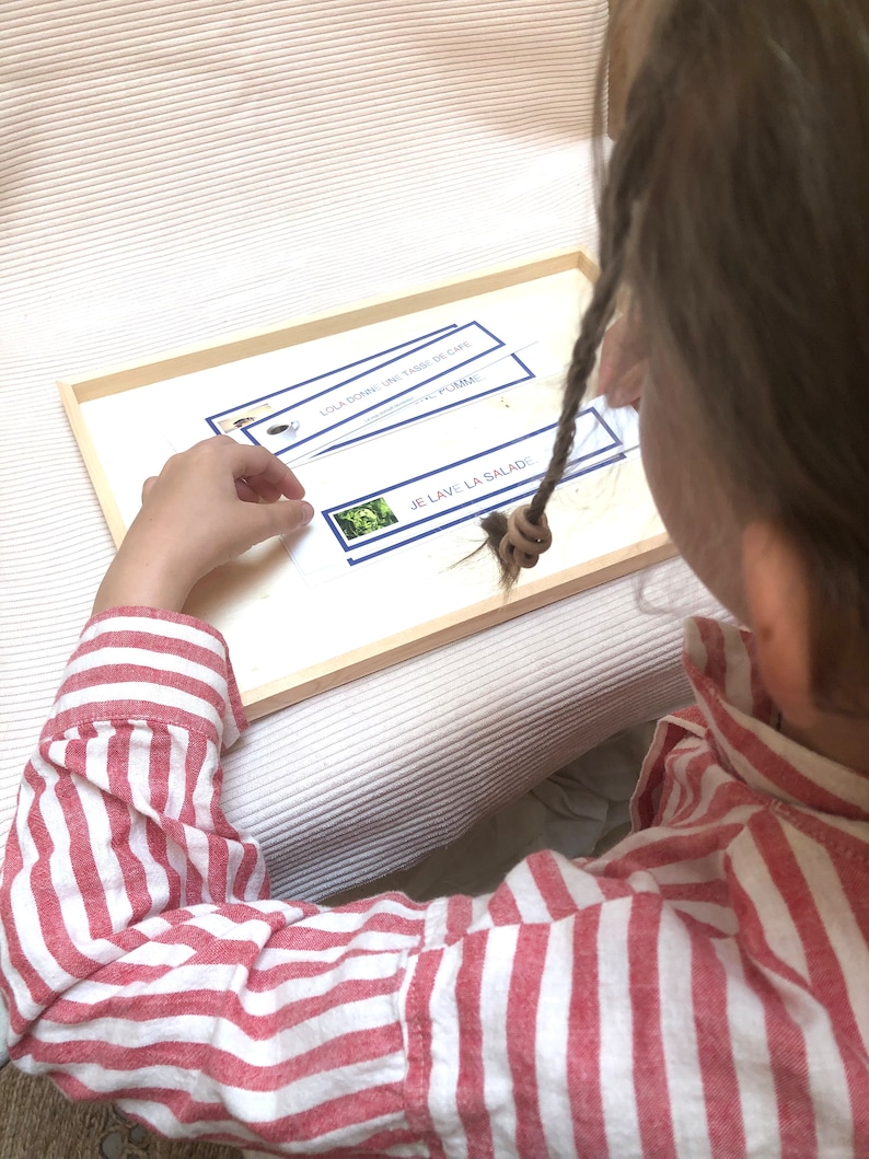 Reading sentence cards, PAPER format, first reading, all the letters can be read, learning to read, nursery educational material image 3