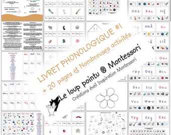 Giochi di suoni di lettura, Libretto di attività n. 1, Fonologia, Il lupo appuntito Montessori, apprendimento "impara a leggere", lettura di suoni, scuola materna