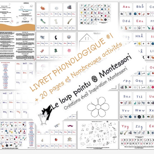 Set# 1 phono Jeux, Lecture Sons, Livret Activités, Phonologie, Le loup pointu Montessori, apprentissage lecture sons, maternelle