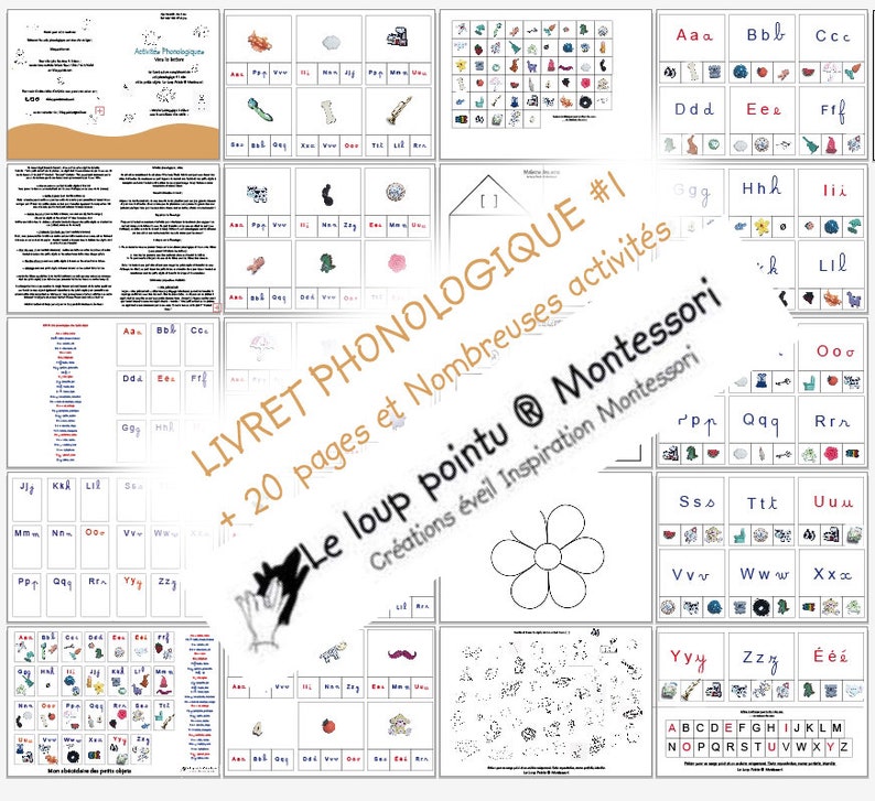 Set 1 phono Jeux, Lecture Sons, Livret Activités, Phonologie, Le loup pointu Montessori, apprentissage lecture sons, maternelle image 1