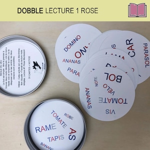 Dobble LECTURE IMPRIME et DECOUPE, lecture facile, Montessori, discrimination visuelle, Majuscule, le loup pointu, jeu carte famille, école