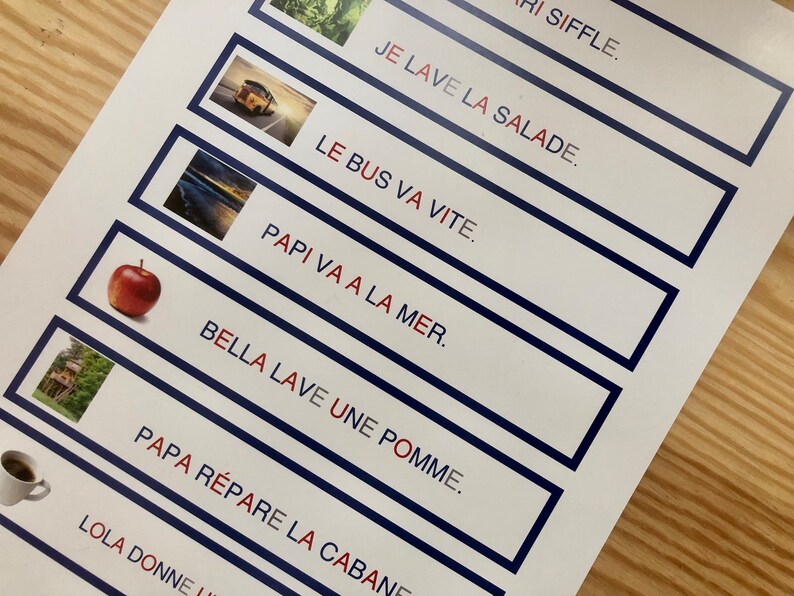 Reading sentence cards, PAPER format, first reading, all the letters can be read, learning to read, nursery educational material image 5