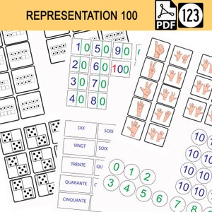 Représentation chiffres 0 à 100, éducation, programme école MS, CP, représentation nombres, téléchargement, ief