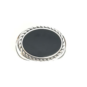 Large solid silver and black onyx men's ring image 4