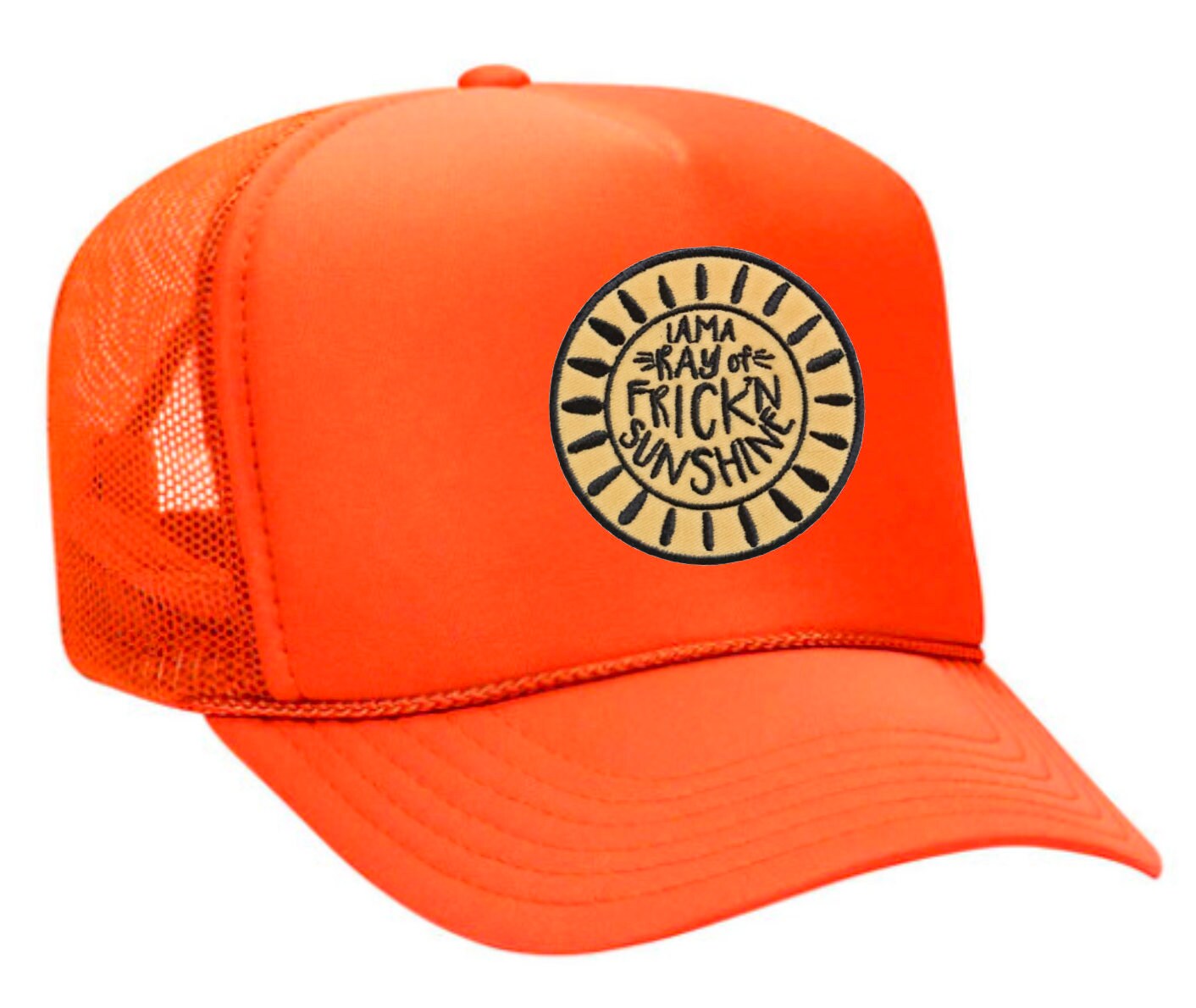 Vintage Style Ray Of Sunshine Trucker Mesh Snapback Cap Hat Embroidered Patch All Mesh Captuer Retro Patch Hat – Widespread Merchandise main image 3