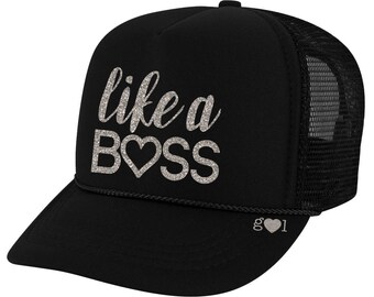 Like a Boss Glitter Trucker Hat 