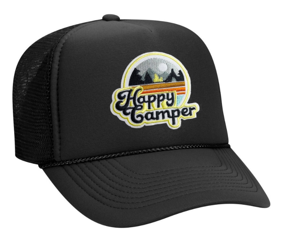 HAPPY CAMPER Embroidered Patch Trucker Hat multiple Colors - Etsy