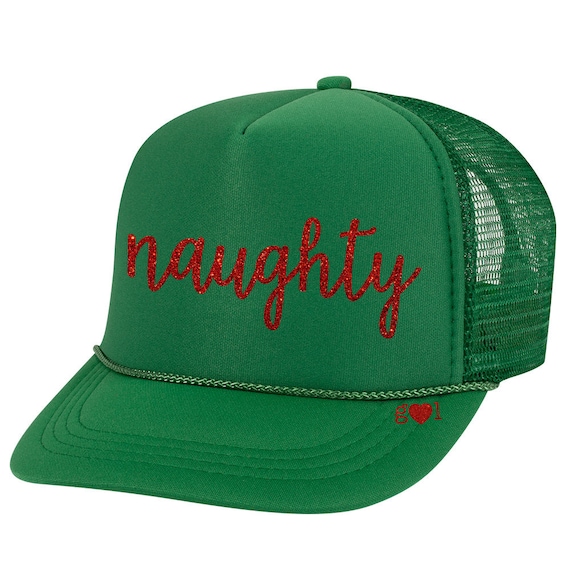 NAUGHTY or NICE Holiday Hat - Glitter Trucker Hat (multiple  display picture 1