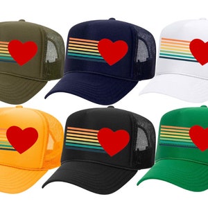 Stripe Heart Trucker Hat (multiple colors) - customizable trucker hat, colorful trucker hat
